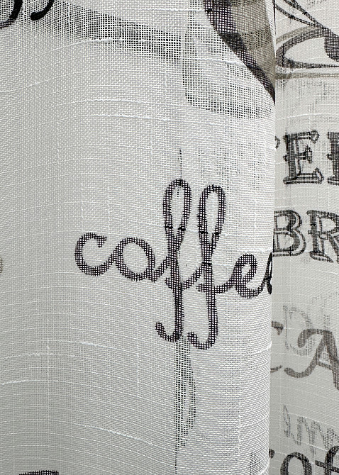 Кухонна тюль-арка VR-Textil № 1793т льон молочний з чорним 300х115 см (53-0115) Київ - фото 5