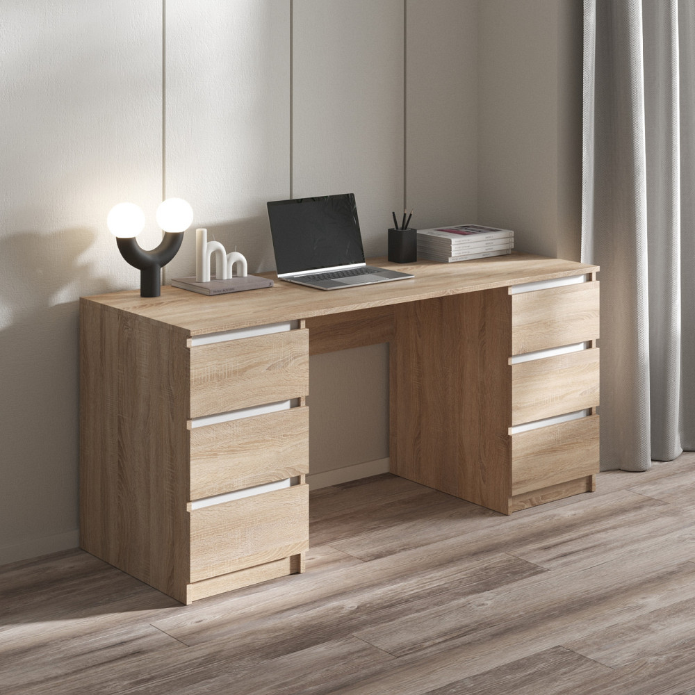 Компьютерный стол VAYS R-2, письменный с 2 тумбами, 6 ящиков без ручек, ЛДСП 160×60×75 см – для дома, офиса Львов - изображение 8