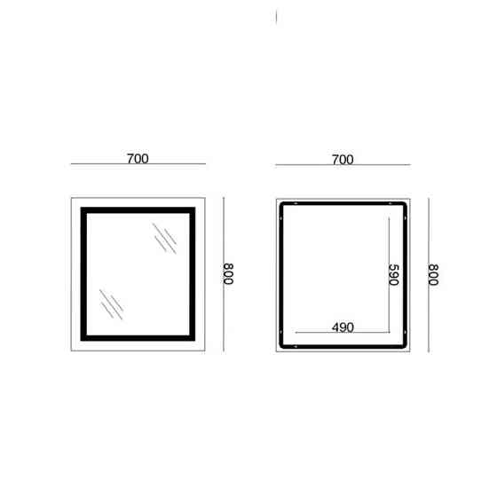 Зеркало прямоугольное для ванной Lidz Kubis 700х800 с LED-подсветкой Touch, с антизапотеванием, LD78LF9048070 Харьков