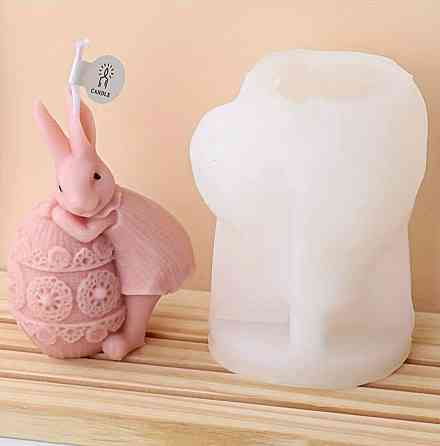 Силиконовая форма кролик для свечей, 3D форма заяц, молд для свечей, гипса, мыла и эпоксидной смолы Киев
