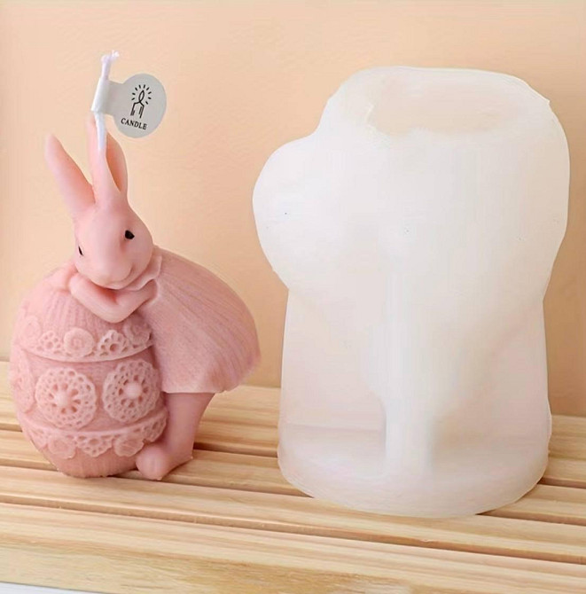 Силиконовая форма кролик для свечей, 3D форма заяц, молд для свечей, гипса, мыла и эпоксидной смолы Киев - изображение 1
