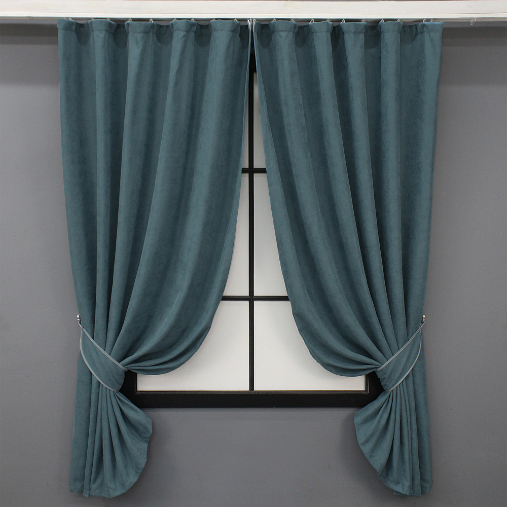 Комплект коротких штор VR-Textil Микровелюр SPARTA № 841ш Серо-голубой 130х170 см 2 шт (35-0199) Киев - изображение 1