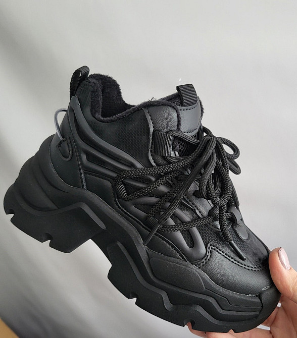 Кроссовки для девочки подростковые черные на флисе 32,33,34,35,37,38 Николаев - изображение 3