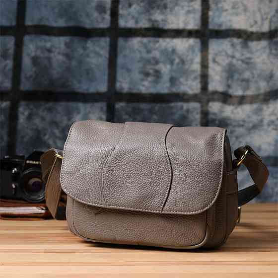 Сумка из натуральной кожи для стильных женщин Vintage 22974 Серый Киев