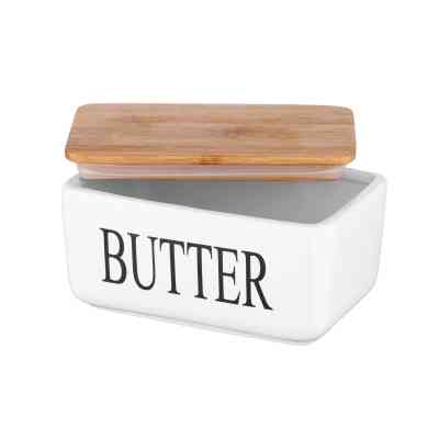 Масленка кухонная Ardesto Midori 16.5х10х8см, кераміка, бамбук, біла (AR0908W) Вінниця