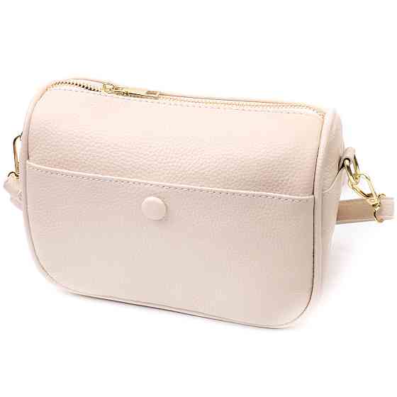 Компактна сумка крос-боді для жінок з натуральної шкіри на кожен день Vintage 22591 Біла Київ