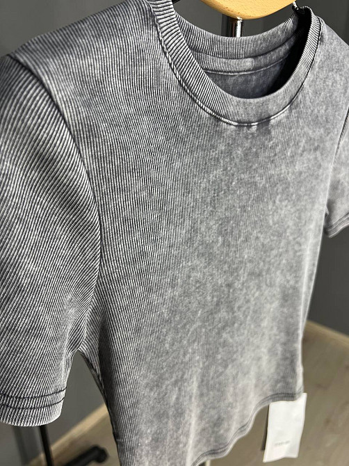 Футболка жіноча A-N 2747 варка тай-дай рубчик топ середня довжина базова one size, сірий, one size Київ - фото 12