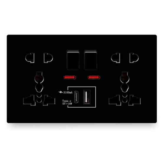 Универсальная розетка Delviz с кнопками, индикаторами, USB-A и USB-C | Подходит для вилок разных стран Миколаїв