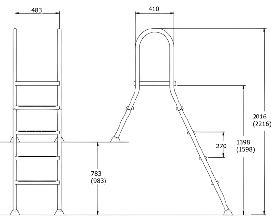 Лестница для наземных бассейнов Flexinox 87143517N (5 ступеней), AISI-304 Киев