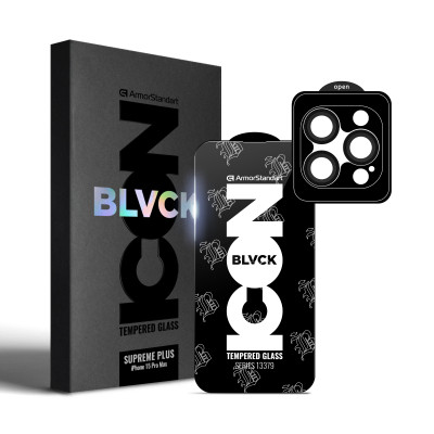 Стекло защитное Armorstandart Supreme Plus Black Icon Apple iPhone 15 Pro Max (ARM71140) Винница - изображение 1