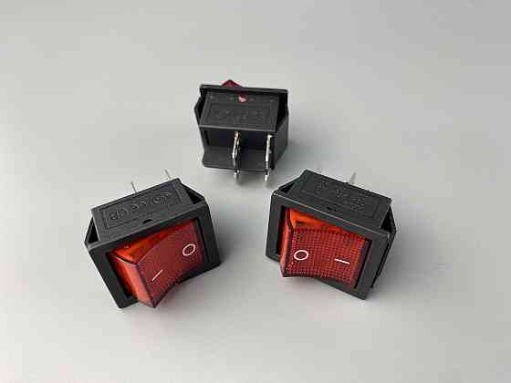 Перемикач клавішний червоний, 25 ммх31мм, 4 ніжки Мукачево