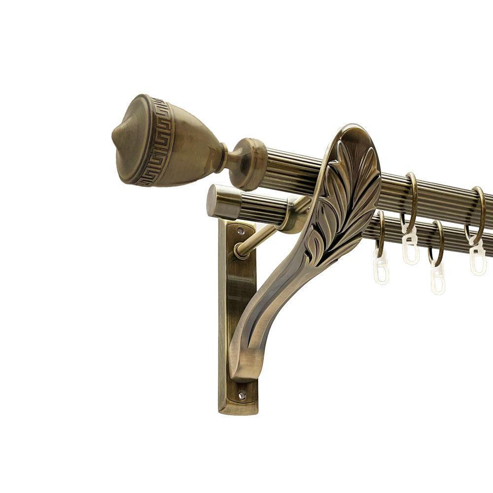 Карниз Orvit Афіна металевий дворядний ретро рифлена труба кільце металеве Антик 25\19 мм 200 см (00-00018377) Львов - изображение 1