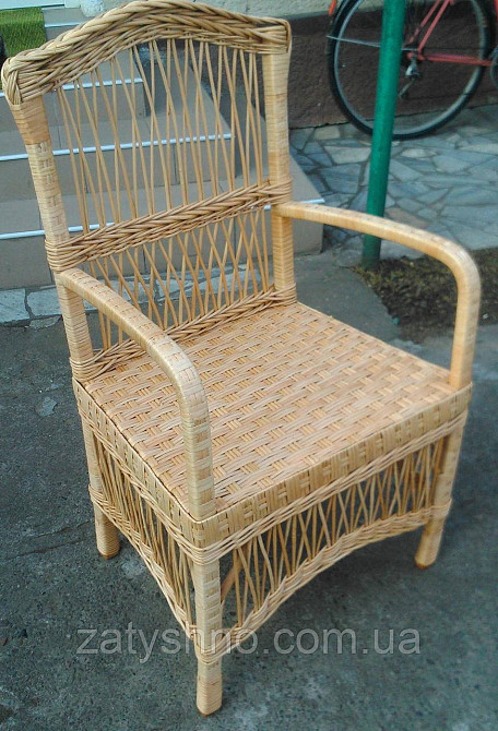 Стілець плетений з високою спинкою кавовий Київ - фото 2