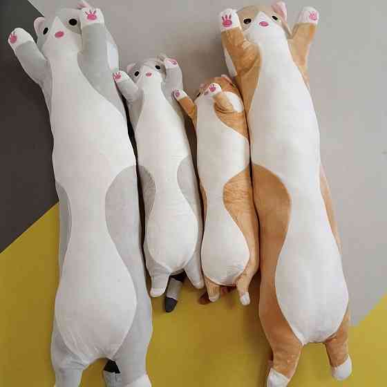 М'яка іграшка подушка Кіт-батон 70 см — довгий плюшевий кіт для обіймів і сну сирій Київ