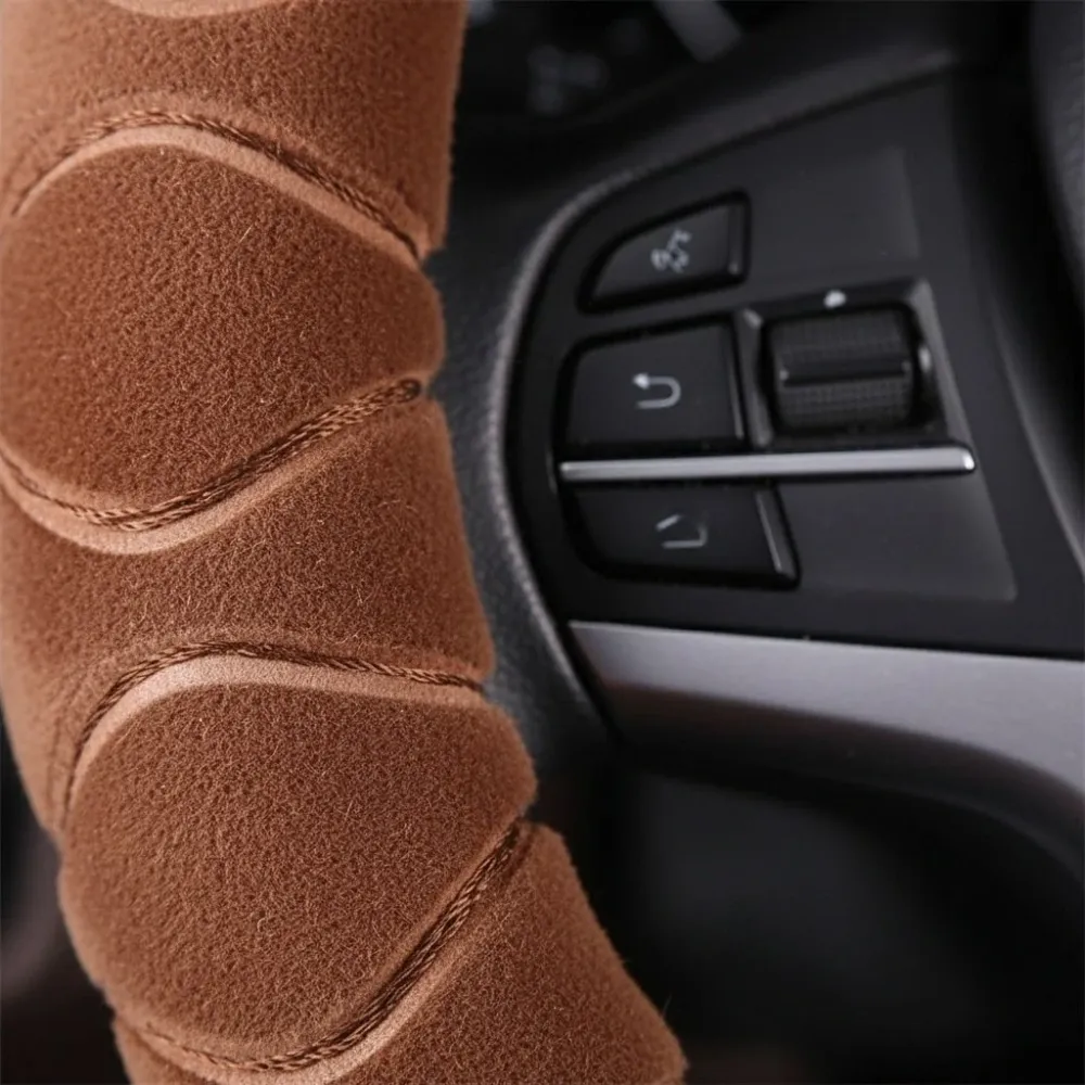 Плюшевая оплётка для руля 37 см чёрно-коричневая Киев - изображение 6