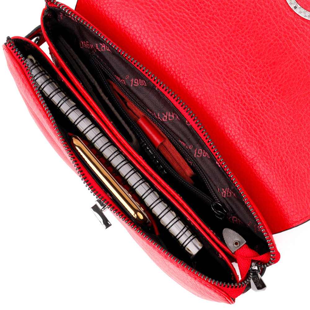 Зручна сумка жіноча на плече KARYA 20857 шкіряна Червоний Київ - фото 4