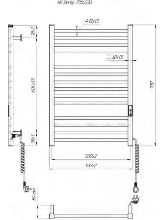 Електрична рушникосушка HF Derby 770х530 TR K чорна матова Київ
