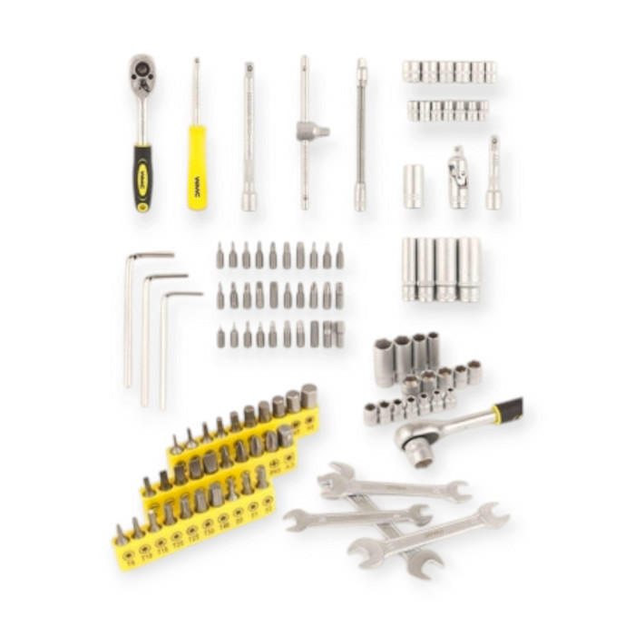 Набір інструменту 1/4" 62 шт, 4-14 мм з тріщ., подовж., кардан, отв.-вороток, біти, подовж. голів Мукачево - фото 1