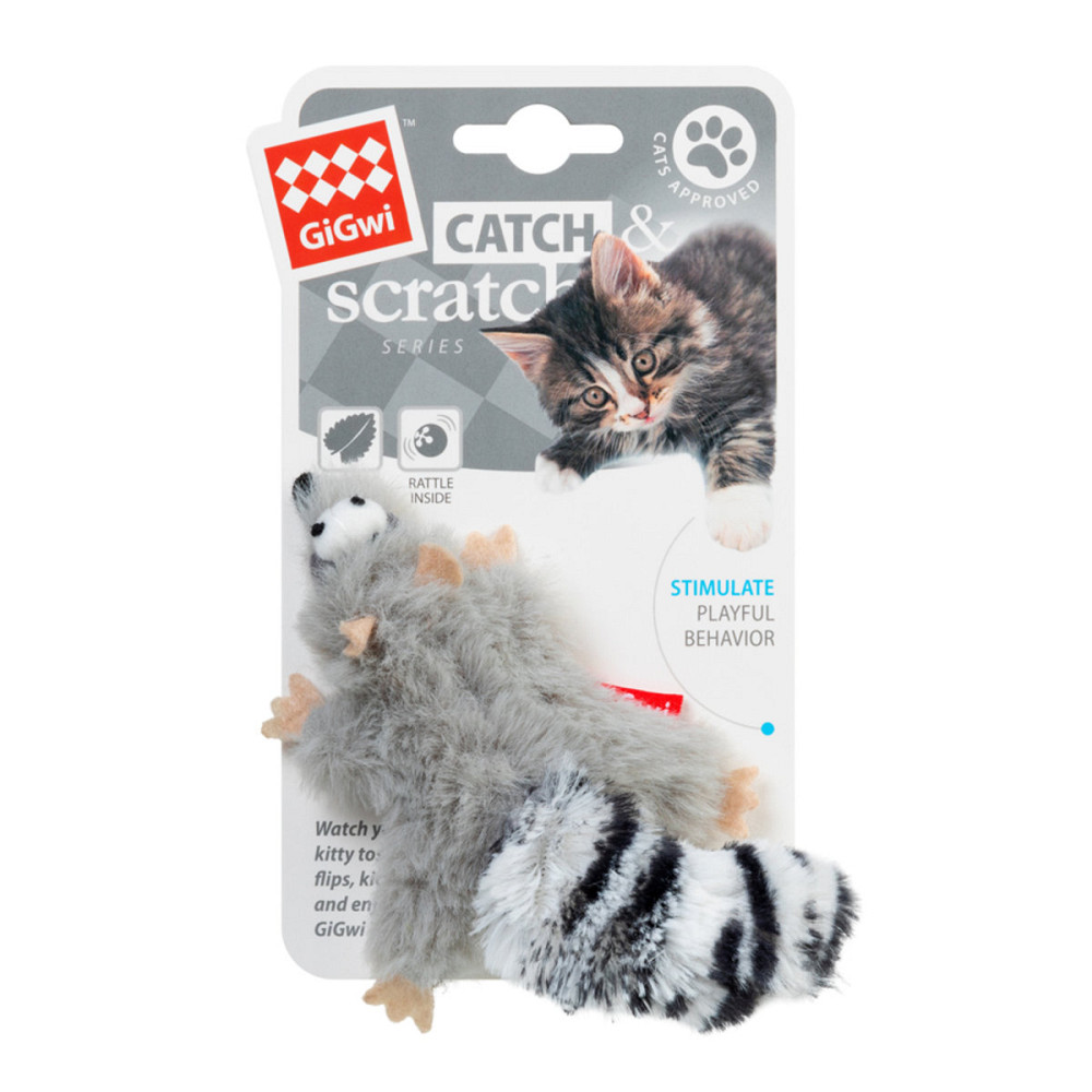 Іграшка для котів Єнот з котячою м'ятою GiGwi Catch&scratch, штучне хутро, котяча м'ята, 8 см Київ - фото 2
