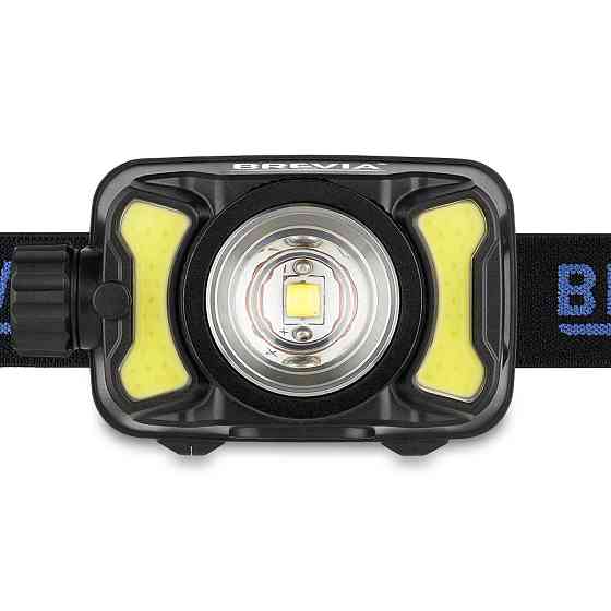 Ліхтар налобний Brevia 600Lm, 3W CREE XPG+COB, 1200mAh/3xAAA, Zoom, з сенсором білий/червоний Львів