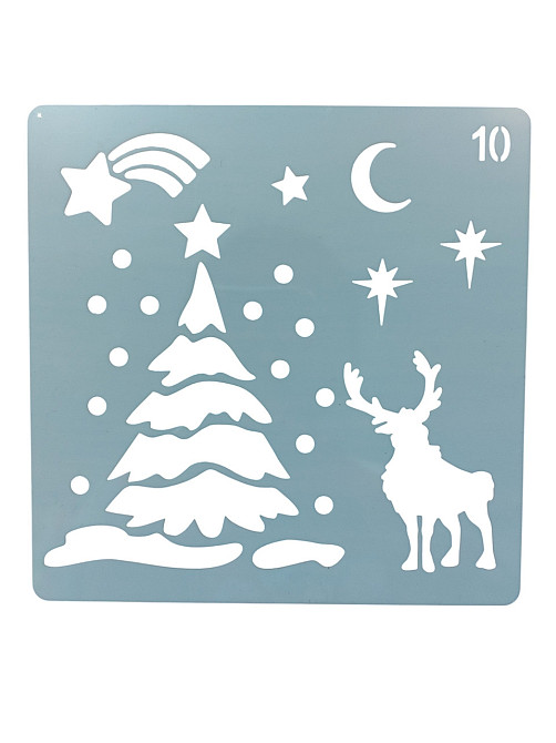 Трафарет для нового року Ялинка і олень 15 на 15 см сірий Київ - фото 2