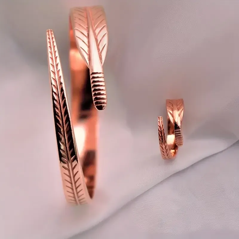 Набор медных украшений — браслет и кольцо с пером Киев - изображение 2