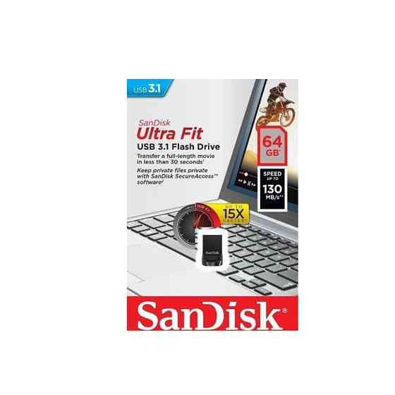 Флешка SanDisk Ultra Fit 64ГБ чорна Київ