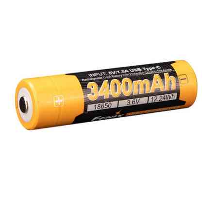 Аккумулятор 18650 Fenix 3400mAh 3.6V Li-ion с Type-C зарядкой (Черно-желтый) Киев