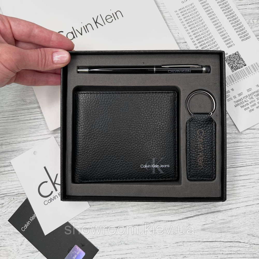 Шкіряне чоловіче портмоне Calvin Klein у подарунковій коробці (8875-3) Київ - фото 13