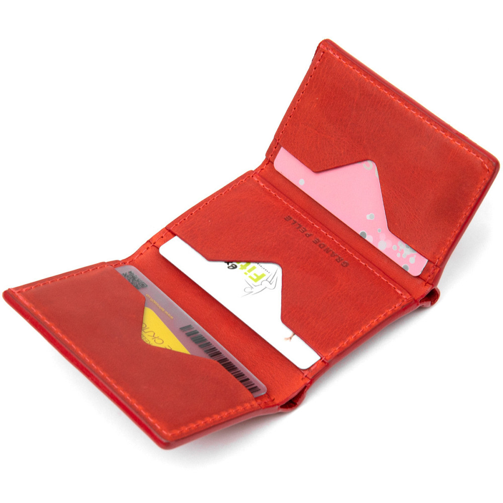 Матовое винтажное портмоне GRANDE PELLE 11459 Красный Киев - изображение 6