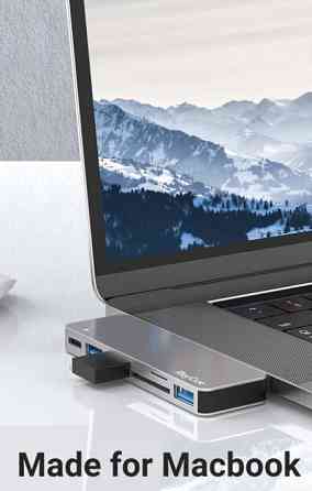 Концентратор RayCue ExpandPro Duo Lite 6-в-2 USB-C Hub Док-станция для MacBook Pro / Air Серый космос Киев
