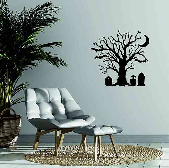 Декоративное настенное 3D Панно «Хэллоуин», Декор на стену с объемом 90*90 см, Черный Киев