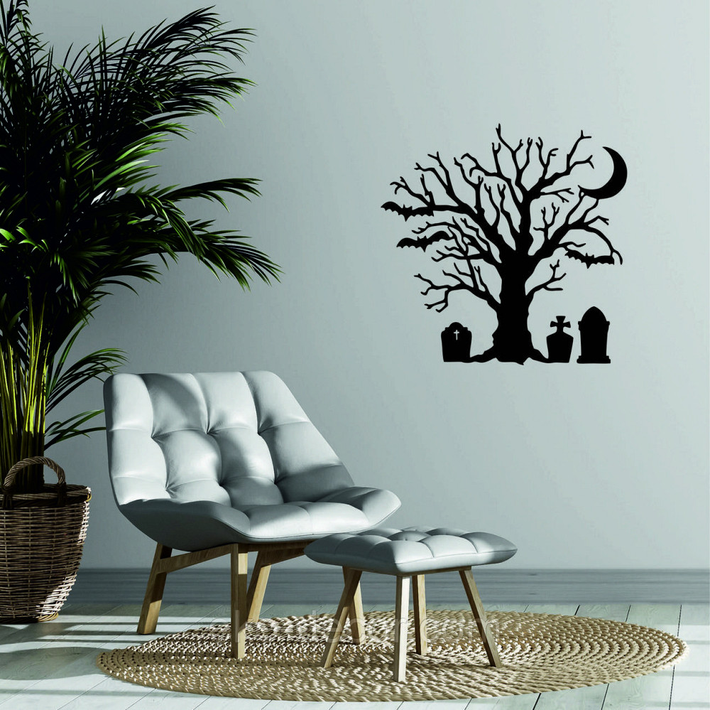 Декоративное настенное 3D Панно «Хэллоуин», Декор на стену с объемом 90*90 см, Черный Киев - изображение 3