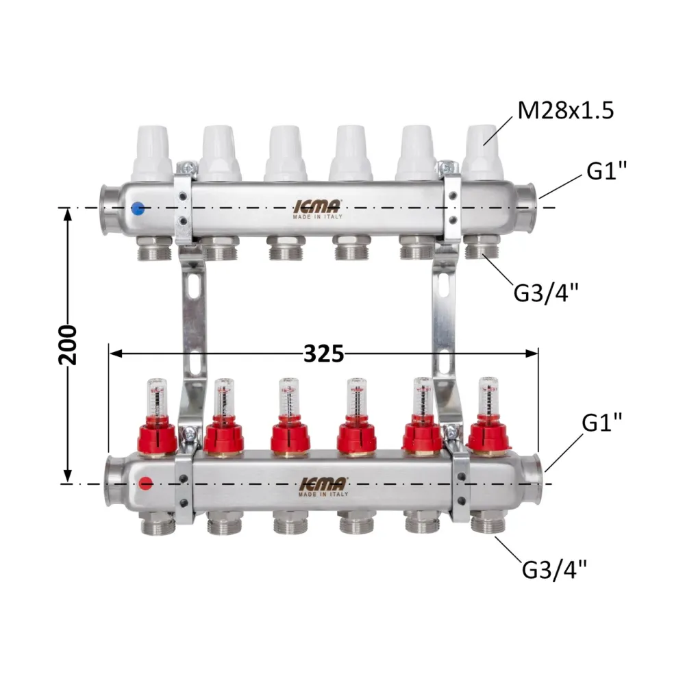 Колектор із витратами (неірж.) 1"х6 Icma № К073 Київ - фото 2