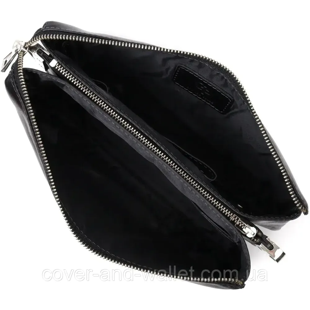 Класичний жіночий клатч із натуральної високоякісної шкіри чорного кольору Grande Pelle 70561001 Київ - фото 4