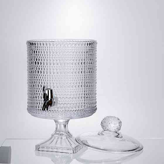 Yiwu Лимонадниця з краном на підставці скляна 4.5 л лимонадник 39 см прозорий HP-19-3045-9 Коломия