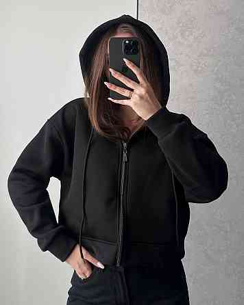 Жіноча базова тепла зіп-худі трьохнитка на флісі Одеса