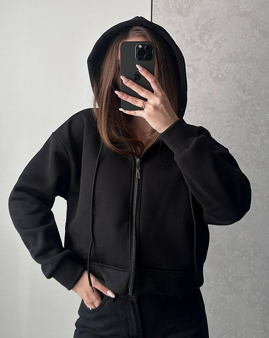 Жіноча базова тепла зіп-худі трьохнитка на флісі Одеса - фото 1