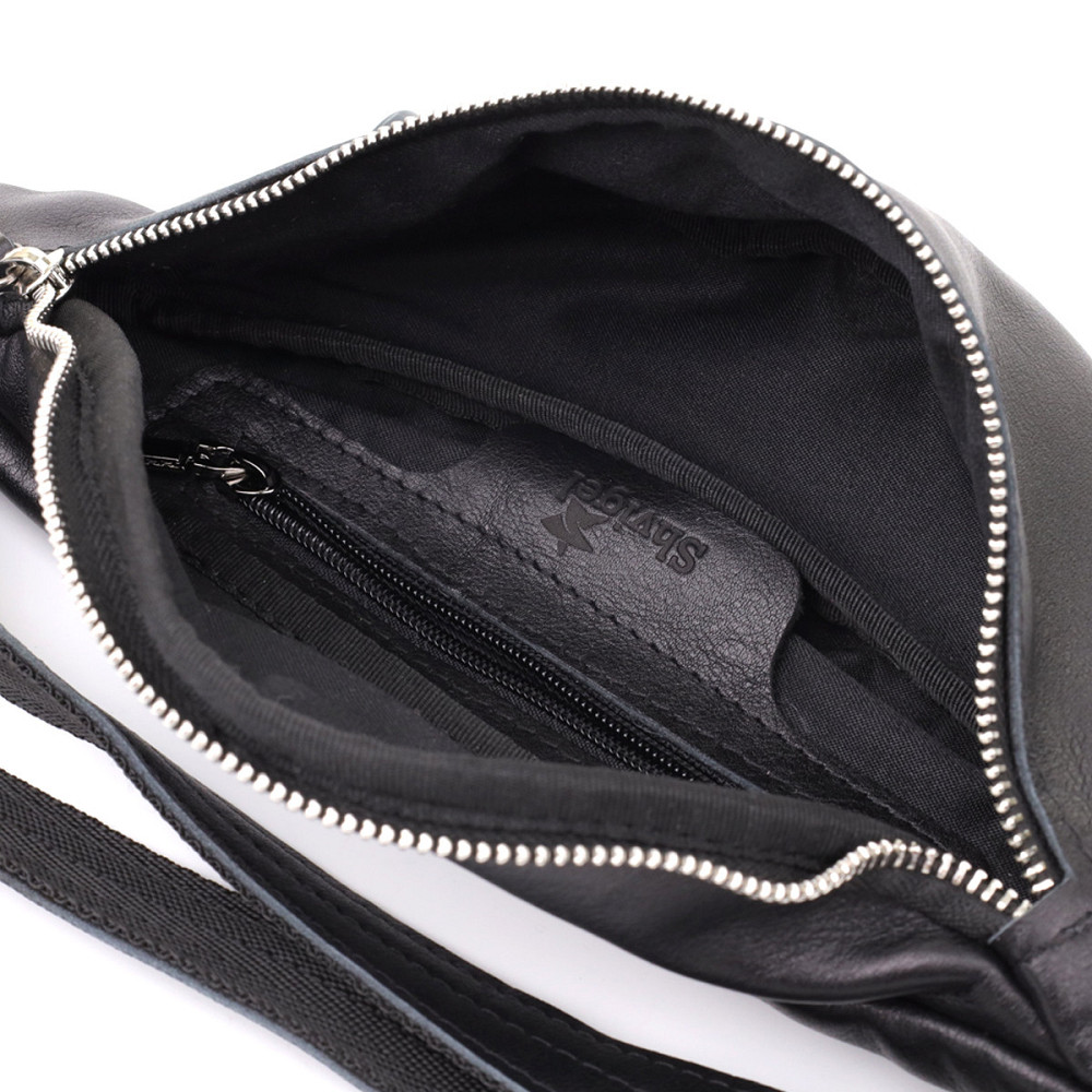 Удобная мужская бананка отменного качества из гладкой натуральной кожи Shvigel 23143 Черный Киев - изображение 7