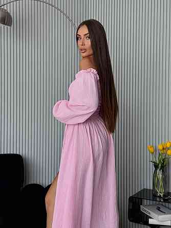 Жіноче романтичне плаття максі з натуральної тканини муслін 100% бавовна Ніжно рожевий, 46/48 Одеса