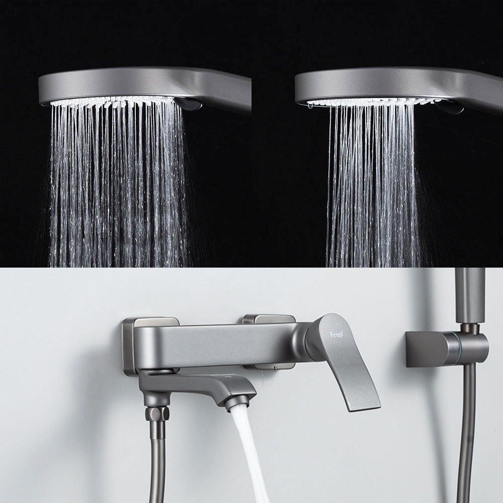 Змішувач для ванни FRAP F3275-19 з душовим гарнітуром, графіт Київ - фото 5