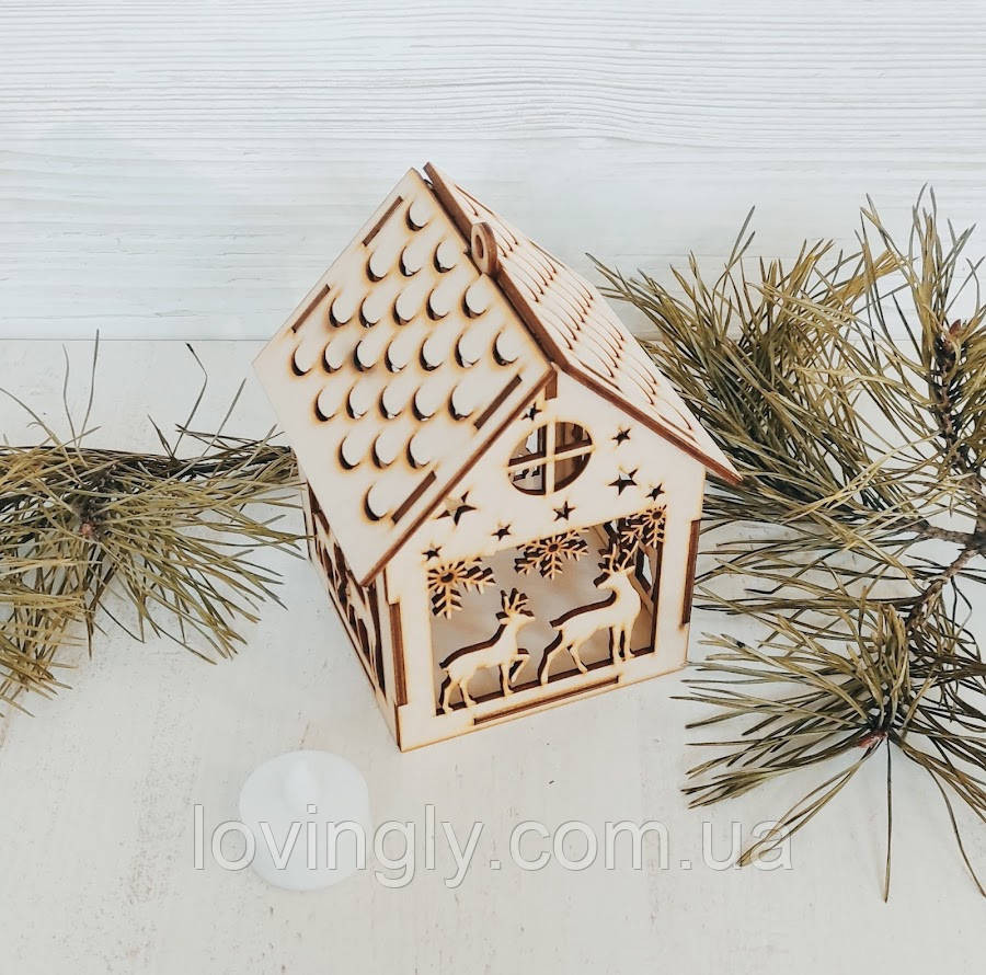 Рождественский деревянный домик с LED свечей - декор и подарок ручной работы Ирпень - изображение 5