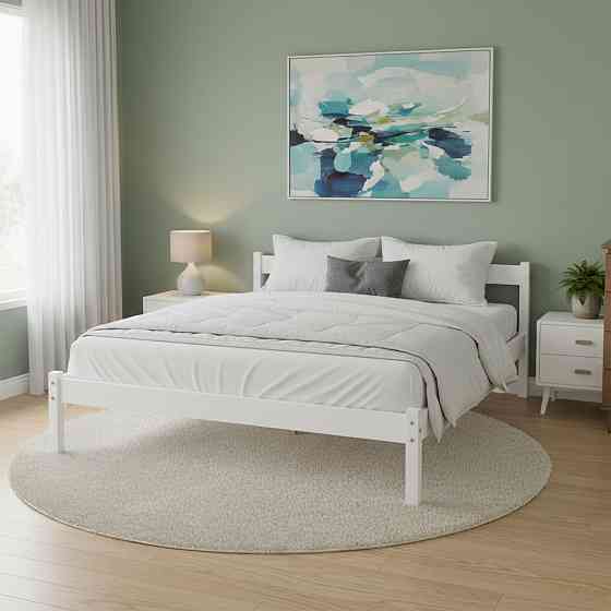 Двоспальне дерев'яне ліжко Mebigrand MG01 Білий RAL 9003 160х200 см (MBG-21875) Дніпро