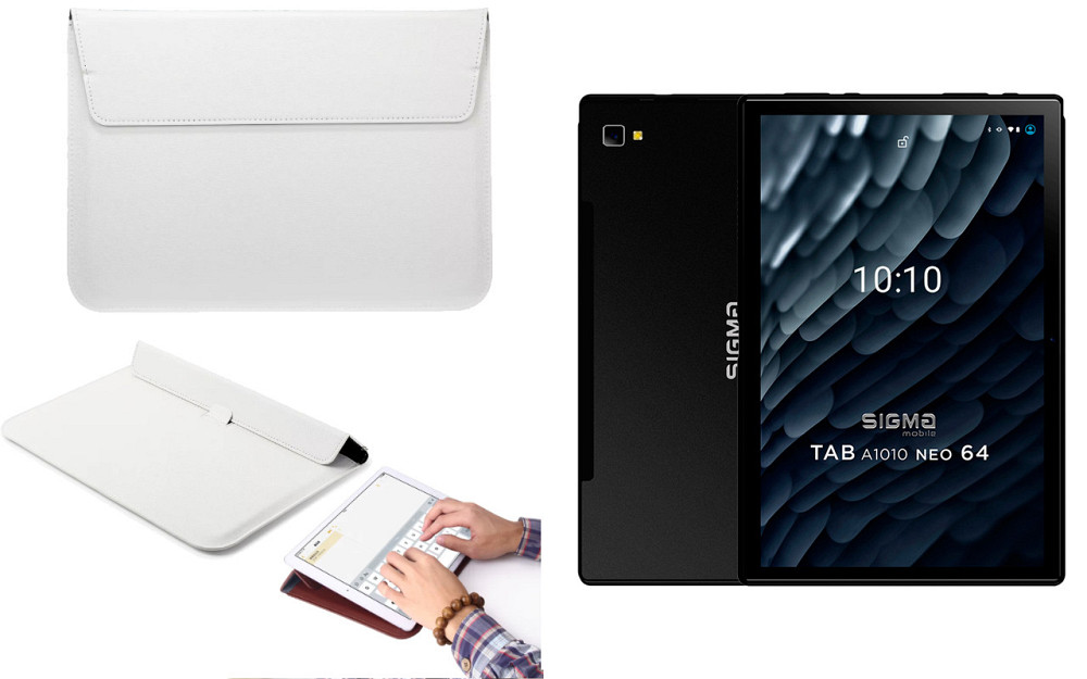 Чохол-конверт VitoCase для Sigma mobile Tab A1010 4G, Tab A1010 Neo, з функцією підставки для планшета Білий Київ - фото 1