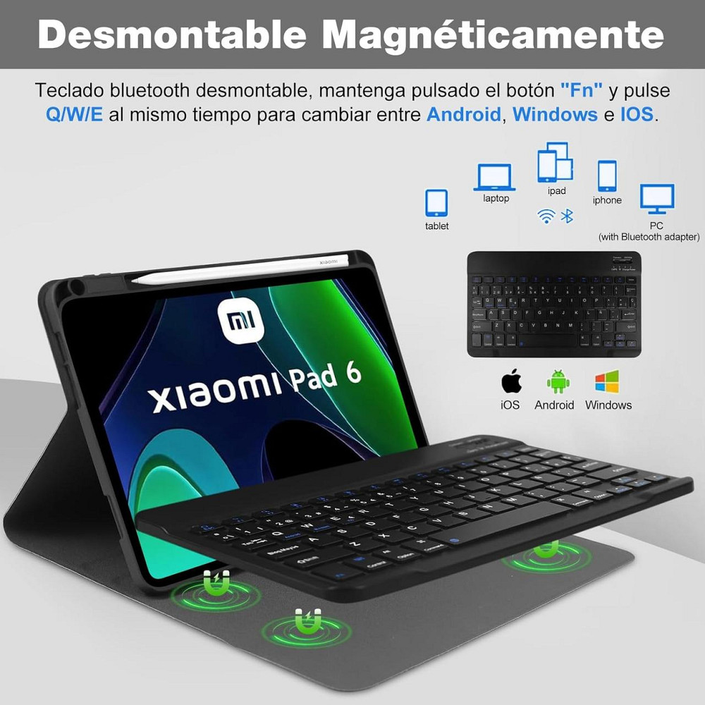 Чохол-клавіатура для Xiaomi Pad 6, 6 Pro 11” 2023, магнітна знімна Bluetooth з тачпадом, тримачем для стилуса, чорний для планшета Київ - фото 4