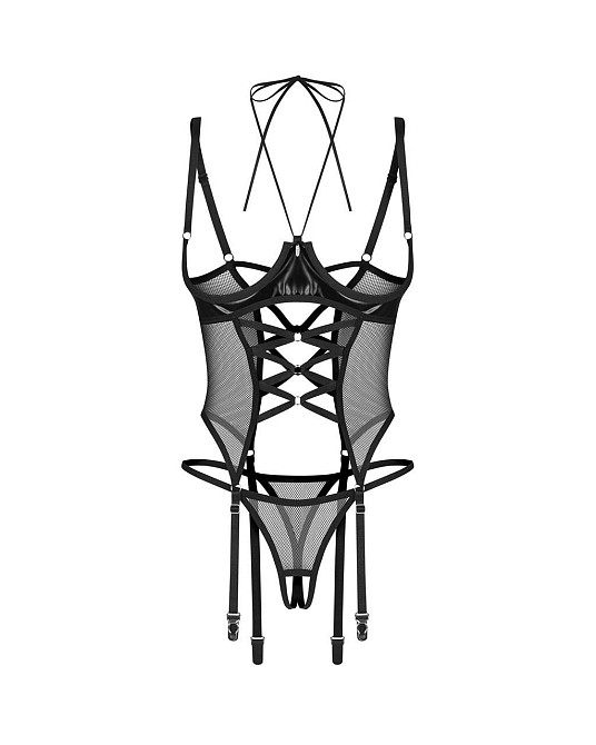 Корсет Obsessive Dominna cupless corset & crotchless thong L/XL Sex Aura Київ - фото 4
