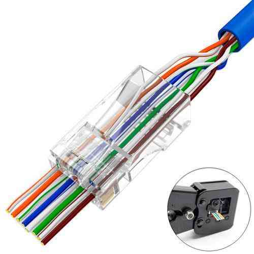 Коннектор 100шт RJ45 8P8C Cat6 EZ-RJ45 со сквозным отверстием Киев