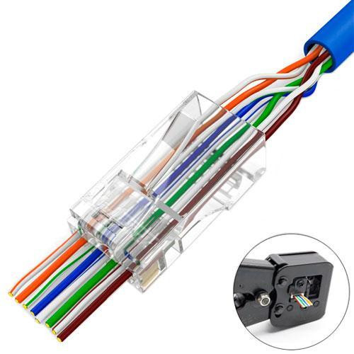 Коннектор 100шт RJ45 8P8C Cat6 EZ-RJ45 со сквозным отверстием Киев - изображение 1