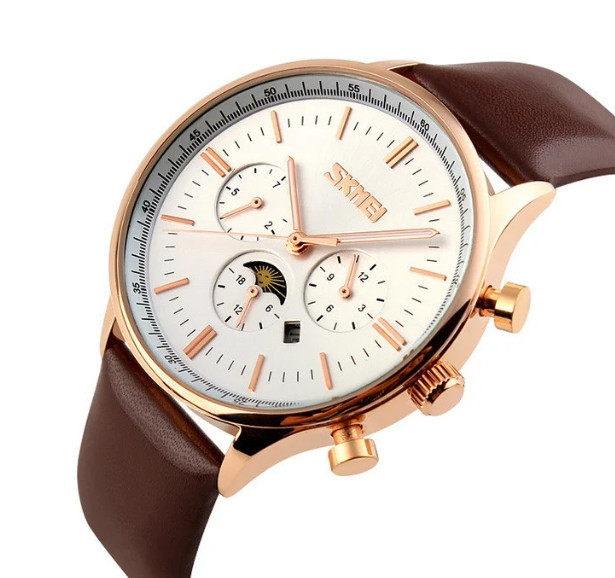 Мужские классичесие часы Skmei 9117 White Gold Винница - изображение 2