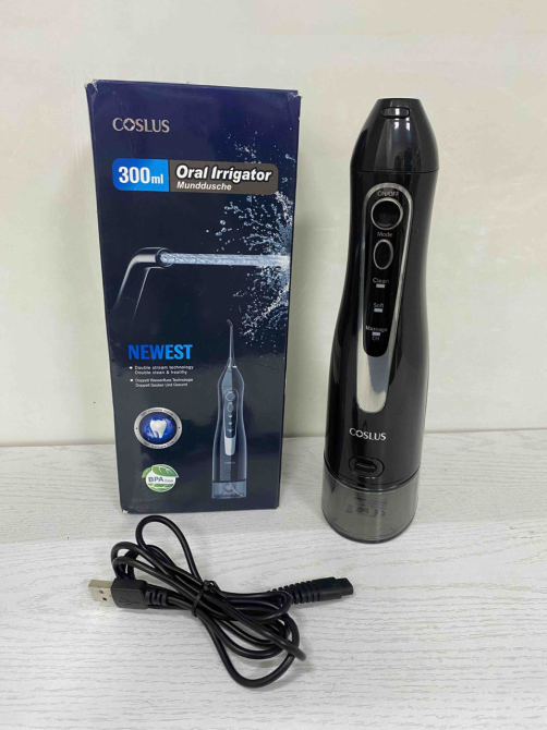Б/У Портативный ирригатор для полости рта Coslus F5020E 300 мл, беспроводной, 3 режима, 5 насадок, USB, черный Киев - изображение 1